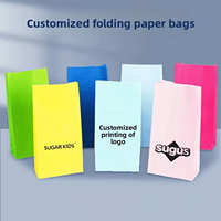 Sac en papier kraft de qualité alimentaire avec fond carré, personnalisé pour bonbons, snacks, bijoux, à emporter, avec logo imprimé offset et réduction