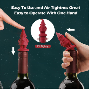 Christmas Reusable Silicone Wine Bottle Topper Leakproof and Food Grade Wine <b>Stopper</b> with Sealing Feature - Product Image 2