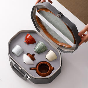 Five Famous Kilns Purple Clay Teapot <b>Travel</b> Tea Set With Tray Portable Outdoor <b>Gift</b> Souvenir Customization - Product Image 3