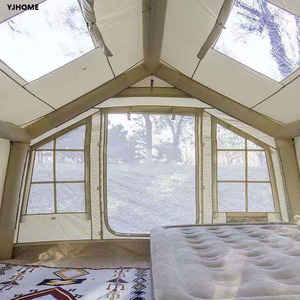 Pompa ad aria manuale per tenda da campeggio gonfiabile, portatile, <span class=keywords><strong>facile</strong></span> da montare, impermeabile, antivento, 3-4 stagioni, in tessuto Oxford, con finestra a rete e finestra per la canna fumaria, due porte - Product Image 4