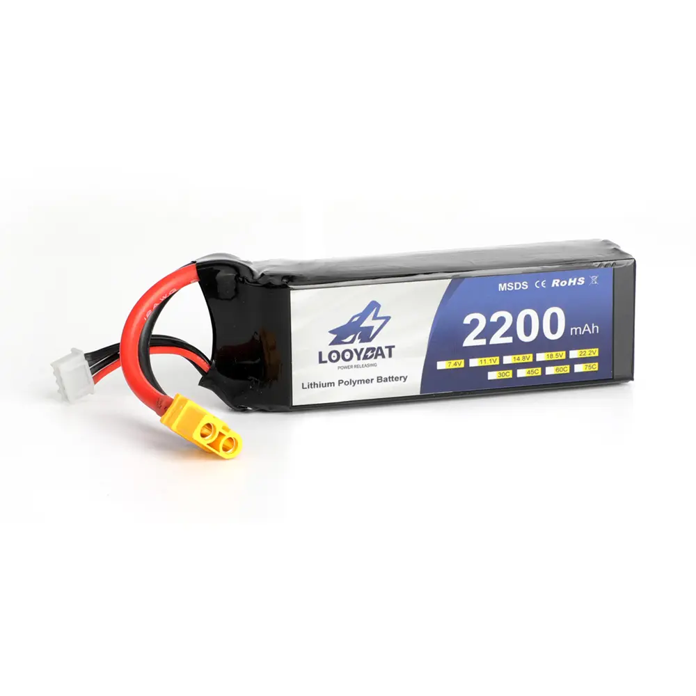 LOOYBAT RC Lipo battery 2S 3S 4S 5S 6S 2200mAh 30C 45C 60C 75C Remote Control Drone Car Professional Battery