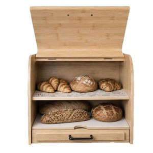 Caja de Pan de Madera con Cajones, Gran Capacidad, Almacenamiento de Cocina, Color Madera Natural, Forma Rectangular, Diseño Antipolvo - Product Image 1
