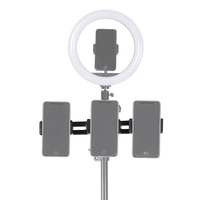 ABS 1/4 ulir sekrup Horizontal murah dudukan braket penyangga untuk ponsel pintar klip LED kilat kepala Monopod Tripod siaran langsung