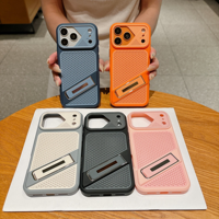 Casing Ponsel Sarang Lebah Berkualitas Tinggi Baru dengan Penyangga, Anti Benturan, Pelindung Kamera untuk iPhone 16 17 Pro Max