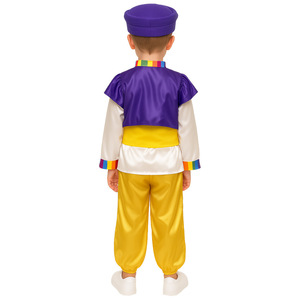 Children's Aladdin Costume Prince Cosplay Outfit Yellow <b>Pants</b> Purple Vest Rainbow Hat Performance Wear Size 3-8 - Product Image 5