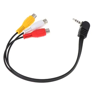 OEM High Quality 3.5mm AV Angled Plug to 3 RCA Female Jack Audio Video Adapter