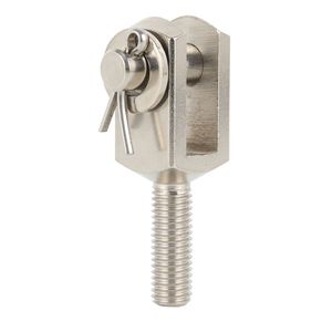 Kit d'extrémités de tige à fourche en acier inoxydable de 3/8 pouce avec goupille de sécurité zinguée pour liaisons de camions, câbles et vérins pneumatiques - Product Image 1