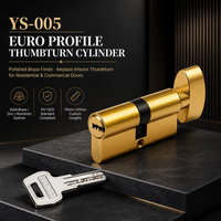Cylindre de serrure profil européen, fermeture silencieuse et fluide pour porte intérieure en aluminium avec 3 clés
