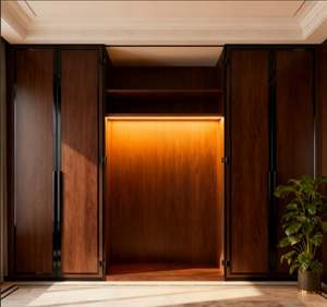 Large Capacity Sliding Door Wardrobe With <b>Mirror</b> and Drawers MDF Wood Grain for Bedroom <b>Storage</b> - Product Image 4