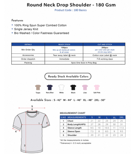 เสื้อยืดคอกลม แขนเสื้อแบบดรอปโชลเดอร์ 180 GSM เนื้อผ้านุ่ม สบาย น้ำหนักเบา ระบายอากาศได้ดี คุณภาพพรีเมียม เหมาะสำหรับทั้งผู้ชายและผู้หญิง - Product Image 4