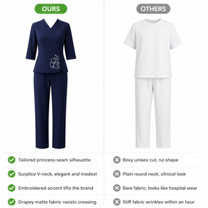 Ensemble d'uniformes sur mesure pour femmes, hôtel, spa, tissu mat fluide, anti-plis, broderie personnalisée pour clinique de massage, centre esthétique - Product Image 5