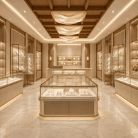 Kiosque à bijoux moderne sur mesure pour centre commercial, design en arc, vitrine en verre avec éclairage LED, éclairage LED pour la vente de montres et d'ornements