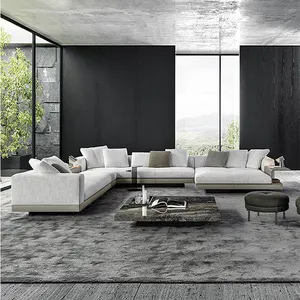 Italy design luxury style living room furniture high-end sectional fabric leather sofa