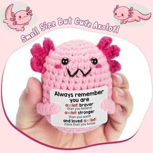 Yuhungtoys 수제 크로 셰 뜨개질 Axolotl 미니 박제 동물 장난감 면 PP 면 졸업 선물 정서적 지원 봉제 - Product Image 6
