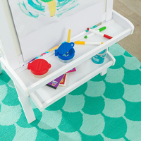 Multifunktionales MDF-Zeichenständer-Set für Kinder mit Doppelseitiger Weißer Tafel, Aufbewahrungsorganizer und Papierrollenhalter für Kunst und Schlafzimmer