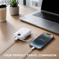 Mini Power Bank 10000mAh PD 22.5W Charge Rapide Portable avec 4 Câbles Intégrés et 2 Lampes Torches LED avec Affichage LED