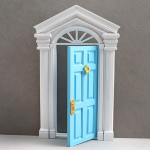 Puerta exterior para <span class=keywords><strong>casa</strong></span> <span class=keywords><strong>de</strong></span> <span class=keywords><strong>muñecas</strong></span> 1:12/<span class=keywords><strong>casa</strong></span> en miniatura DIY <span class=keywords><strong>con</strong></span> parte superior puntiaguda, pilares dobles, puerta <span class=keywords><strong>de</strong></span> 6 paneles, puerta colorida - Product Image 3