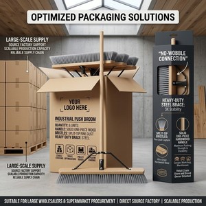 Balai à pousser commercial robuste de 24'' et 36'' pour usage intensif – Vente en gros |   Poignée en bois massif avec support en acier anti-basculement |   Fabricant OEM/ODM - Product Image 6