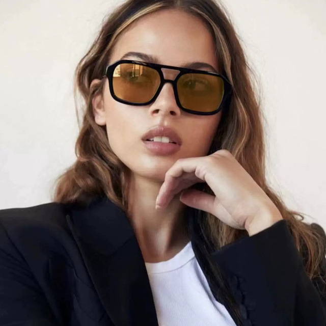 New Box Double Bridge Square Full Frame Light Weight Comfortable Retro Large Frame Pilot Trendy Multi Color Computer Sunglasses