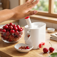 Populaire keukenhulp: handmatige kersenontpitter, draagbaar plastic fruitontpitter, zaadverwijderaar voor olijven, druiven en kleine pruimen.