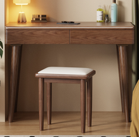Table de toilette en bois massif avec tiroirs et tabouret pour chambre à coucher - Vente en gros