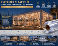 Rouleau de film PVC transparent anti-UV, résistant à l'humidité, super clair, 0,5 mm 1 mm, feuille transparente robuste pour fenêtres de tentes extérieures