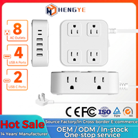 Enchufe estadounidense 14 en 1 con tomas de CA, 18W, USB-C PD y USB-A QC, regleta de alimentación con cargador