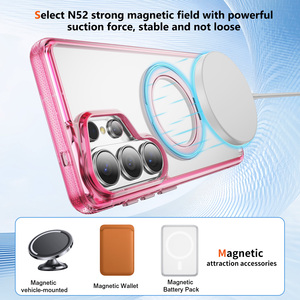 Funda con Anillo Magnético para Samsung Galaxy S26 Ultra S25 PLUS, Carcasa Híbrida de TPU y PC Transparente a Prueba de Golpes, con Soporte Metálico y Botones - Product Image 5