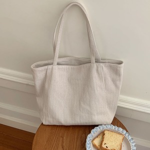 Women's Large Capacity Tote Bag Canvas Off White Magnetic Buckle Zippered Pocket Everyday Commuter Shoulder Bag - Product Image 3