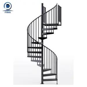 Optima Einfach zu installierende gebogene Form Stahls tange Wendeltreppe Design / Villa Indoor Eisen Wendeltreppe