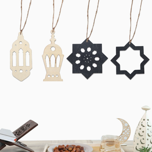 Ornements en bois musulmans DAMAI pour l'Aïd, lanterne en forme de lune et d'étoile, décoration suspendue pour la maison, décoration de porte pour le Ramadan - Product Image 6
