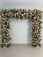 Décorations de Centre de Table de Mariage Modernes et Élégantes, Arche Florale en Soie Pêche et Verdure, Décoration de Fond de Cérémonie, Fait Main pour la Fête des Mères et Pâques