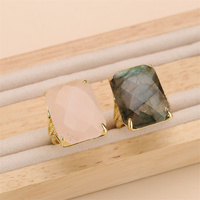 Bague Labradorite Rectangle Plaqué Or 18K Haute Qualité Pierre Précieuse Coupe Marquise Réglage Lunette Classique Cadeau De Fête De Mariage