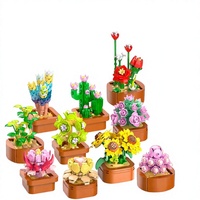 Ensemble de plantes en pot en blocs de construction, 10 mini décorations de fleurs, de succulentes et de cactus en briques, cadeau botanique à assembler soi-même pour la maison, le bureau ou la table