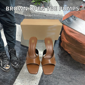 Escarpins d'été pour femmes QuiteS à bout ouvert, talon fin, formels, en PU, avec bride arrière, antidérapants et imperméables - Product Image 3