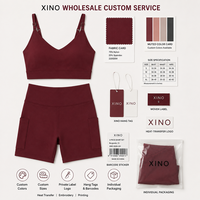 Ensemble de sport 2 pièces pour femme : Soutien-gorge de sport à bretelles réglables et short cycliste taille haute avec poches – Marque privée OEM ODM