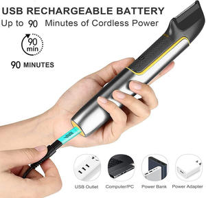 เครื่องโกนขนไฟฟ้าแบบชาร์จ USB ใบมีดอะลูมิเนียมอัลลอยด์ มอเตอร์ 6,500 รอบต่อนาที ล้างทำความสะอาดได้ ไร้สาย พร้อมฟังก์ชั่นในตัว - Product Image 5