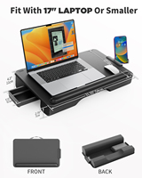 Bureau pour ordinateur portable de 17 pouces avec coussin, repose-poignet, support portable pour téléphone et tablette