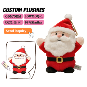 Portachiavi Personalizzato Babbo Natale in <span class=keywords><strong>Peluche</strong></span>, Simpatico Giocattolo Imbottito OEM ODM, Regalo <span class=keywords><strong>Natalizio</strong></span> in Cotone PP Ricamato Super Morbido - Product Image 1