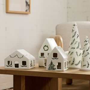Bulk Cheap White Porcelain Hanging <strong>Christmas</strong> <strong>Village</strong> <strong>House</strong> Ornament Candle Holder Tabletop - Product Image 4