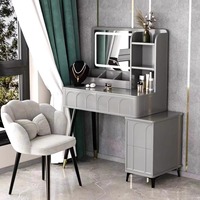 Panneau en bois de Style crème français moderne 2025 nouveau Style chambre petit appartement Table de maquillage avec miroir éclairé coiffeuse