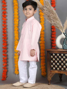 Ensemble Kurta Pyjama Blanc pour Garçons, Vêtements Ethniques Indiens Traditionnels, Costume Kurta Festif pour Enfants, Tenue Kurta Pyjama en Coton Confortable - Product Image 4