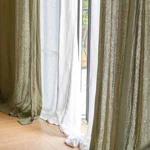 Cortinas de ventana de lino 100% de alta calidad, cortinas opacas de transmisión de luz de estilo moderno para decoración de hogar, <span class=keywords><strong>Hotel</strong></span> o Hospital - Product Image 4