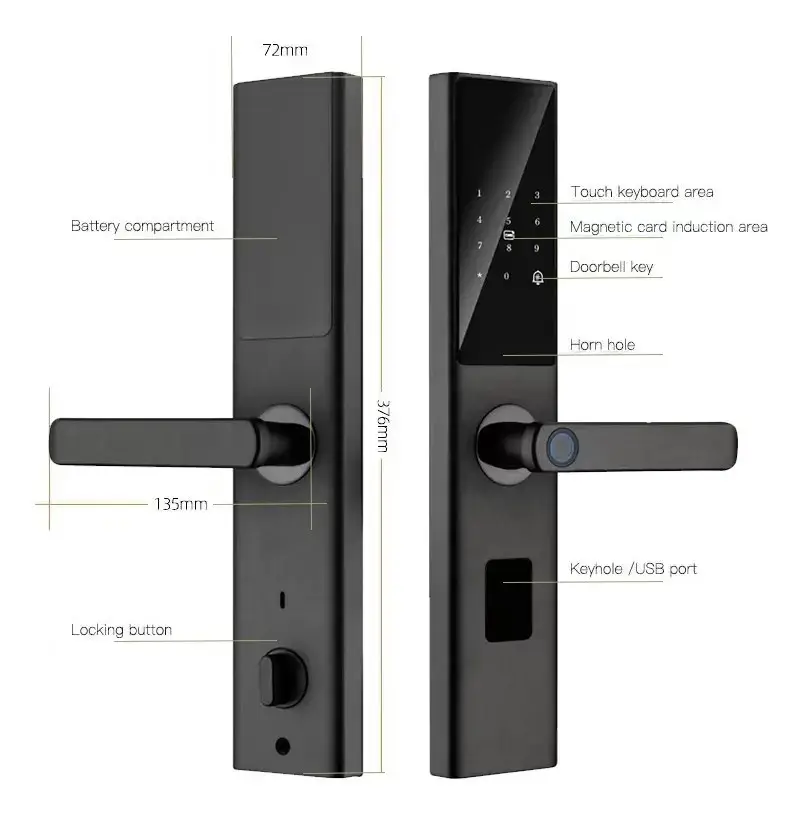 Tuya Smart WiFi Digital Door Lock Code RFID IC Card Smartphone App Unlock Biometric Fingerprint Smart Lock