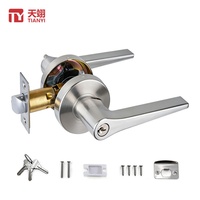 Juego de Cerradura de Puerta Tubular con Manija de Níquel Cepillado Moderno TIANYI, con Llave, para Dormitorio, Baño, Oficina, Puerta Exterior, Duradero y Fácil de Instalar