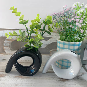 거실 장식 검은 꽃 용기 용 미니 세라믹 탁상 화분 - Product Image 3