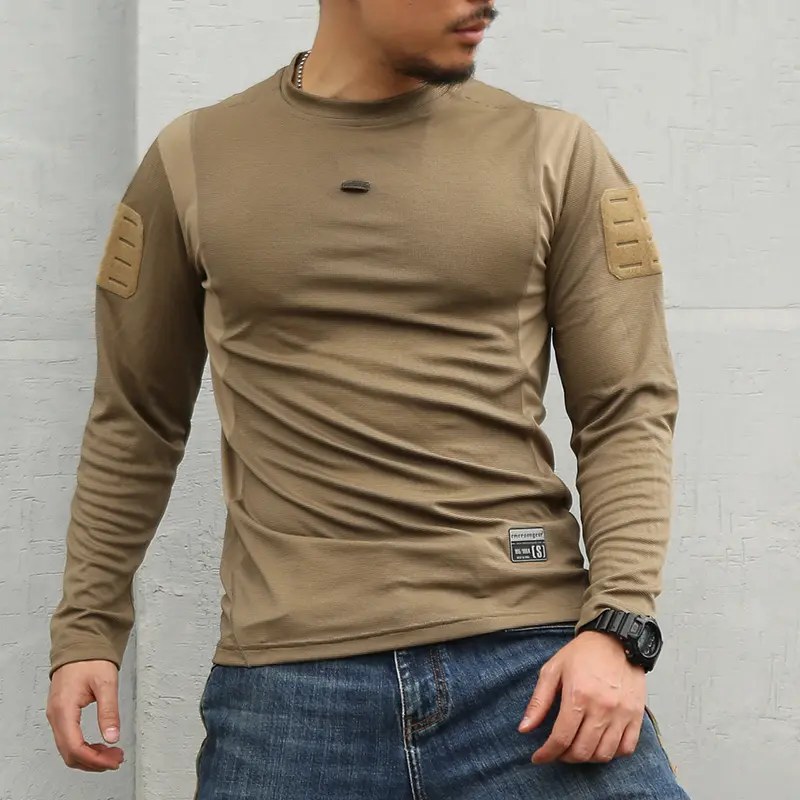 Emersongear 빠른 건조 전투 O-Veck 티셔츠 솔리드 컬러 의류 흡수 땀 전술 긴 소매 티셔츠 군사