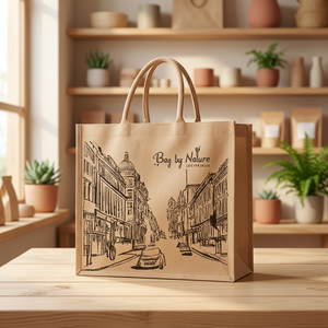 Bolsa de Compras de Papel Kraft Personalizada, Bolsa de Yute con Bolsillo con Cremallera, Bolsa de Supermercado Reciclable - Product Image 3