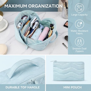 Borsa da Viaggio Morbida e Impermeabile <span class=keywords><strong>per</strong></span> Cosmetici, Grande Pochette con Cerniera <span class=keywords><strong>per</strong></span> Trucchi, Borsa Trapuntata <span class=keywords><strong>per</strong></span> Makeup con Logo Personalizzato - Product Image 2