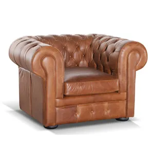 Hot Selling Chesterfield Leather Hotel Restaurant Armchair Cheap Price Furniture Leather Sectional Single Sofa Chair